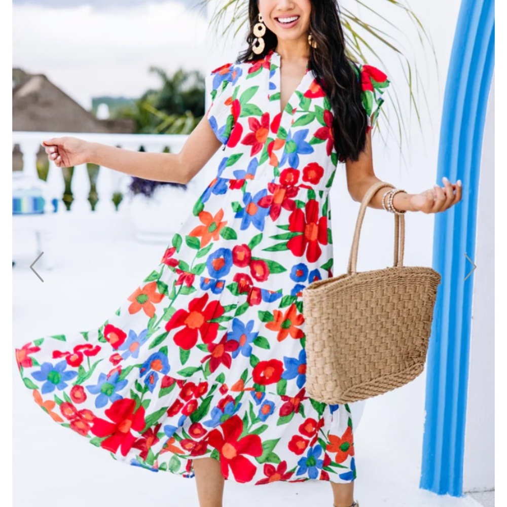 Created Beauty White Floral Midi